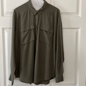 Green blouse, button up with long sleeves